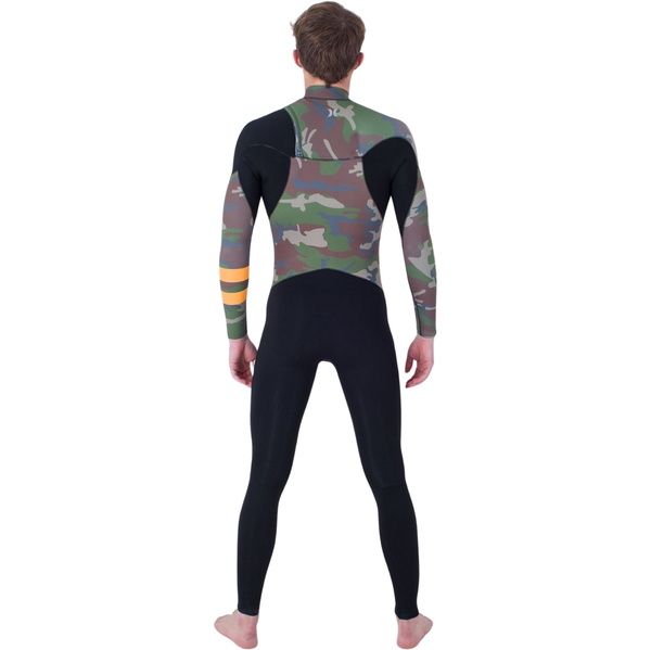 Hurley Mens Plus Printed 3/2mm Chest Zip Wetsuit MFS0012322 - Medium Brown